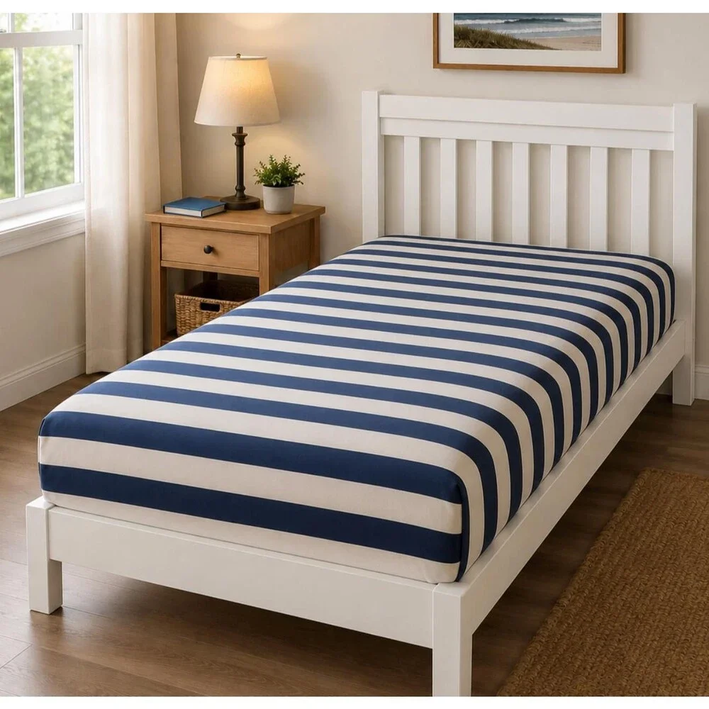 Pottery Barn Teen Twin Duvet Cover Blue & Cream Striped 100 percent Cotton